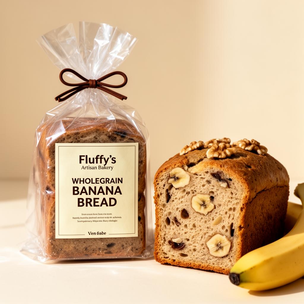 Fluffy's Banana Bread packaging