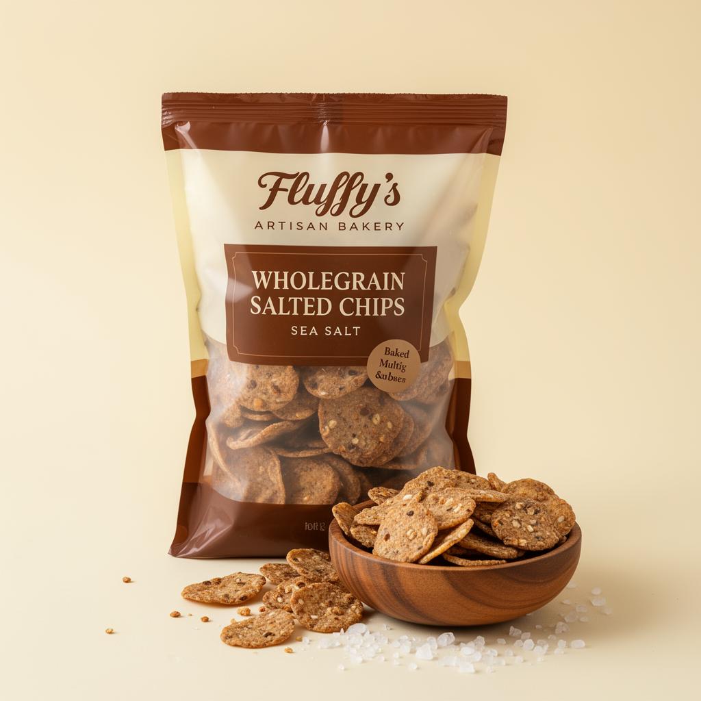 Fluffy's Salted Chips packaging